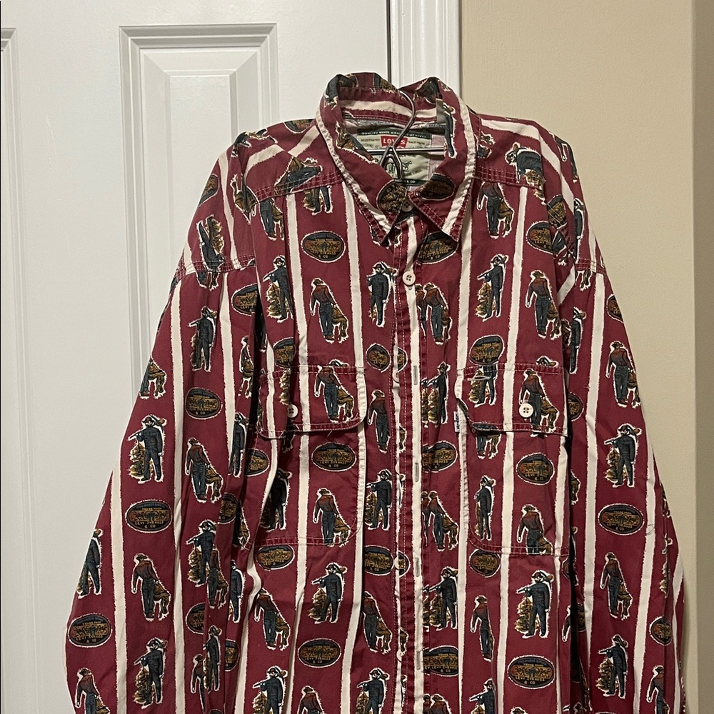 Levi's Burgundy Patterned Casual Shirt